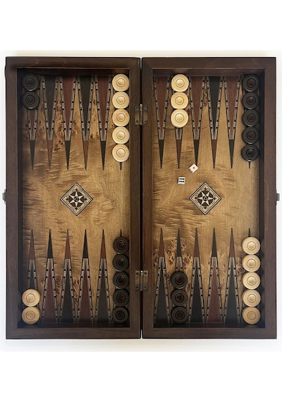 Helena Wood Art Klasik El Yapımı Ahşap Tavla Seti Orta Boy