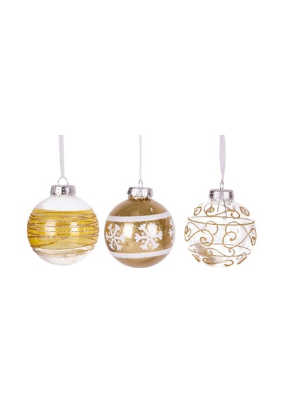 Yılbaşı Ağaç Süsü Yılbaşı Topu 9'lu Set Gold 8 Cm.