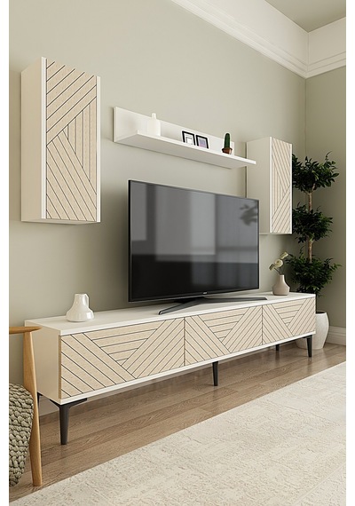 Tvr1802bt - Ferrotvr180 Tv Ünitesi Takımı Beyaz-traverten Kapak 180cm Beyaz-traverten