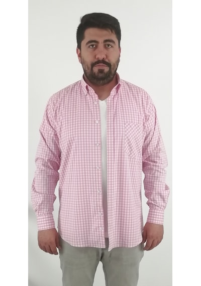 Tousus Regular Fit Pitikareli Likralı Erkek Gömlek Kls-4004-tss Pembe