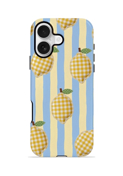 Apple iPhone Uyumlu 17 Vorian Çift Katmanlı Magsafe Kılıf Gingham Lemon Grove