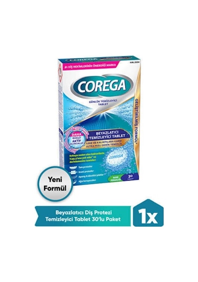 Corega Temizleyici Beyazlatıcı Nane Ferahlığı 30 Tablet