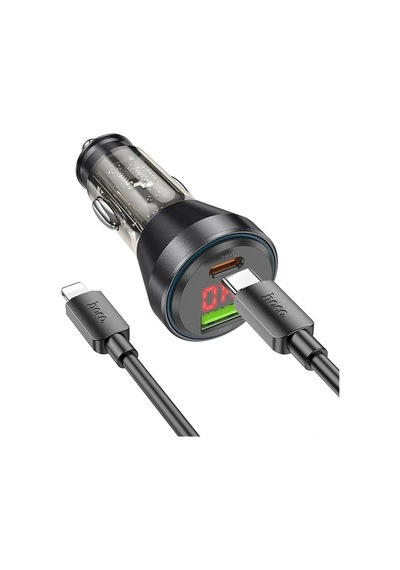 Hoco Nz12b Unimpeded Pd48w Usb + Type-c Araç Çakmaklı Hızlı Şarj Aleti + Type-c To İphone Kablo- 5775