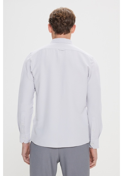 AC&Co / Altınyıldız Classics Erkek Tas Slim Fit Dar Kesim Düğmeli Yaka %100 Pamuk Gömlek Taş