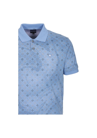 Erkek Polo Yaka Tişört Mavi Slim Fit Ribanalı Kol Pamuklu Baskılı T-shirt Ncs Jeans 1252-mavi Mavi