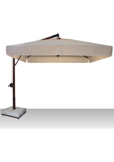 Sun Pole Kare Şemsiye 300x300/8 + 4 Adet Küp Bidonlu Metal Ayaklı Bej