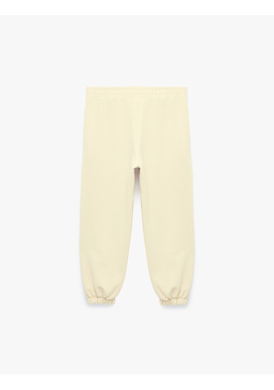 Koton Beli Lastikli Cepli Basic Oversize Jogger Eşofman Altı Ekru 7wkb40076tk