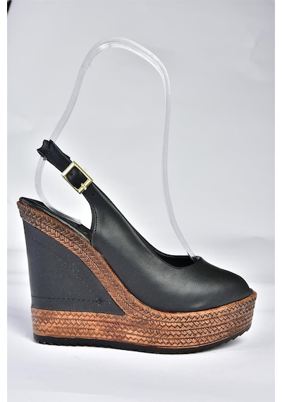 Fox Shoes Siyah Kadın Dolgu Topuklu Ayakkabı 9674070803 Siyah