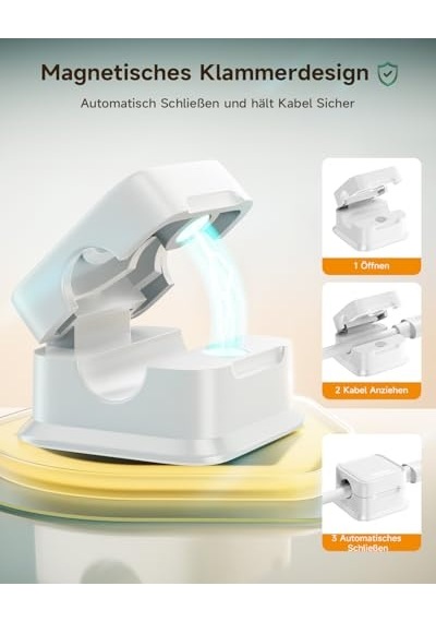 Ayrex Smofish Kablo Klipsli Tutucu, 8 Paket Manyetik Çalışma Masası Kablo Düzenleyici Yönetim, Telefon Şarj Kablo