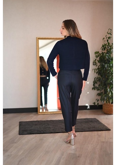 Lemajh Çizgili Havuç Pantolon Lacivert-lacivert Lacivert