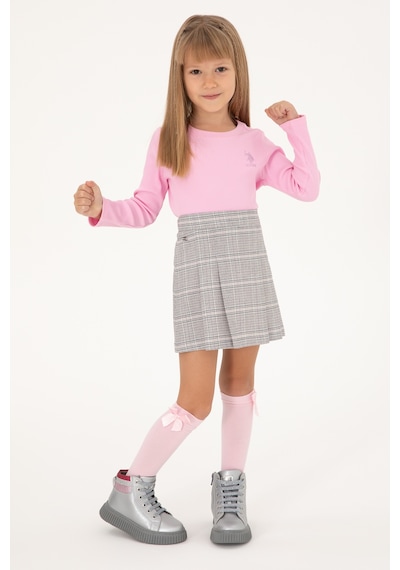 U.S. Polo Assn. Kız Çocuk Pembe Bisiklet Yaka Sweatshirt 50298174-VR041