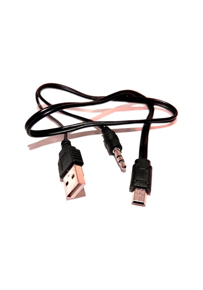 Mini USB 5 Pin + 3.5MM AUX Kablosu, AUX ve Şarj 2 in 1 Kablo