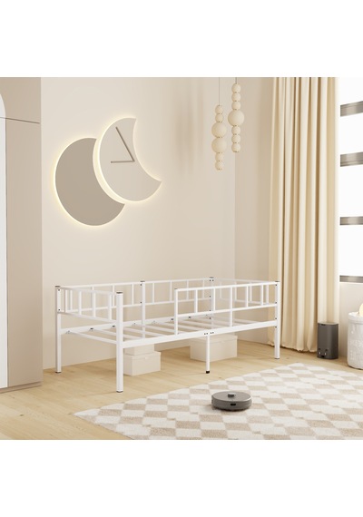 Zenit Metal Karyola Beyaz, Korkuluklu Karyola, Daybed, Ölçü Seçe Tek Kişilik