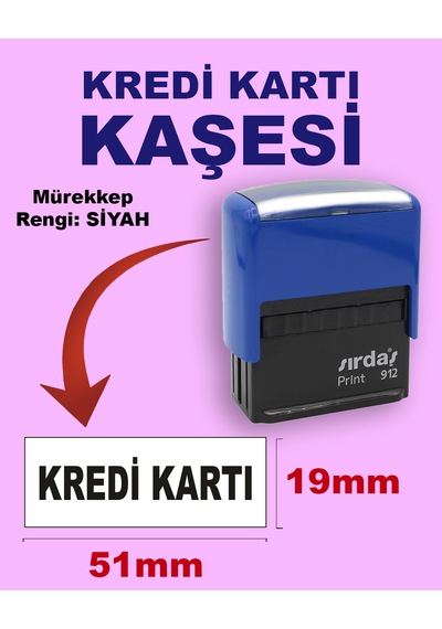 Kredi Kartı Kaşesi, 912 51mm 19mm Otomatik Kaşe Siyah