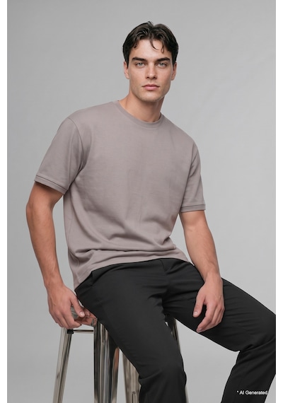 Defacto Kırışmaz Oversize Bisiklet Yaka Basic Kısa Kollu Tişört B6494ax26augr168 Gri-gr168
