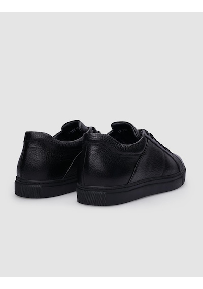 Cabani %100 Hakiki Deri Siyah Bağcıklı Erkek Sneaker Siyah