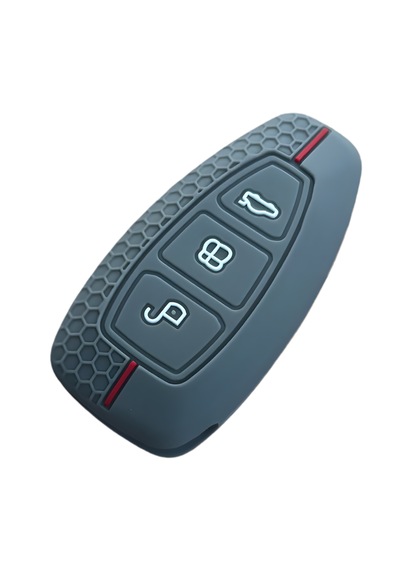 Autohan Keys Ford Anahtar Kılıfı, Focus Fiesta Kuga Mondeo Smax Cmax Ecosport Modelleri İçin, Gri Petek Desenli Silikon Koruyucu Kılıf