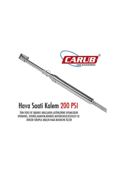 Carub Lastik Hava Ölçer Metal Büyük 208 Tip 200psi