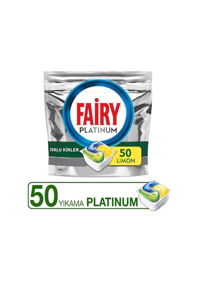 Fairy Platinum Limon Kokulu 50 Yıkama Bulaşık Makinesi Deterjanı Tableti - Kapsülü