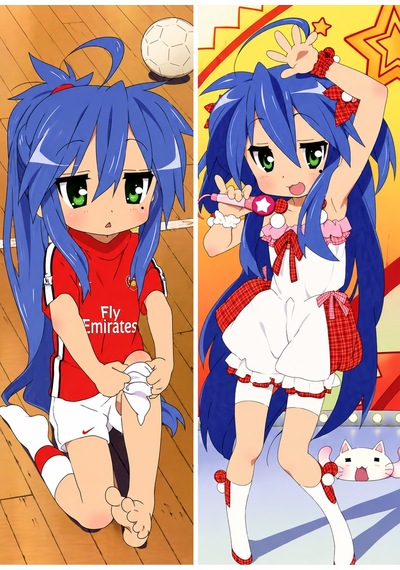 Owl Bag Lucky Star - Konata Izumi Desenli Çift Yön Baskılı Sarılma Yastığı Kılıfı Çok Renkli