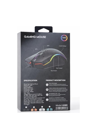 Gaming Mouse Usb Kablolu Rgb Aydınlatmalı 7200 Dpı Ayarlanabilir 7 Tuş Pmwa725 Sensör 125hz/1000hz Report Rate Ergonomik Tasarım 20g Hızlanma Windows Uyumlu Oyuncu Mouse G303 Gaming Mouse Usb Kablolu Rgb Aydınlatmalı 7200 Dpı Ayarlanabilir 7 Tuş Pmwa725 Sensör 125hz/1000hz Report Rate Ergonomik Tasarım 20g Hızlanma Windows Uyumlu Oyuncu Mouse G303