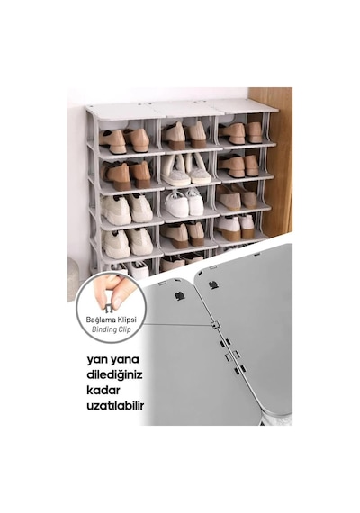 Mithra Life 5 Katlı Plastik Gri Ayakkabı Rafı Mıt1063 Siyah
