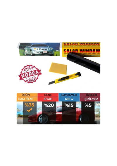 Çizilmez Oto Cam Filmi 50Cm X 6M Açık Siyah - Light Black %35