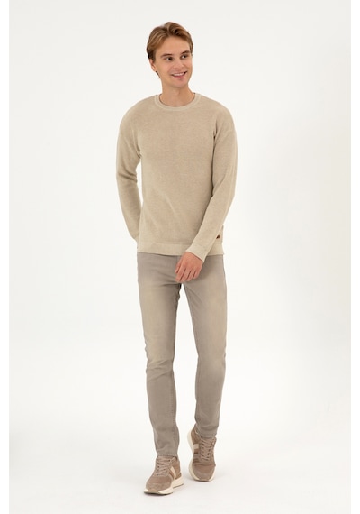 U.S. Polo Assn. Erkek Comfort Fit Bisiklet Yaka Kum Melanj Basic Kazak 50313679-VR123