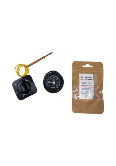 Termostat Vetermometre İle Musluk Bezi Çay Kazanı İçin Üçlü Set