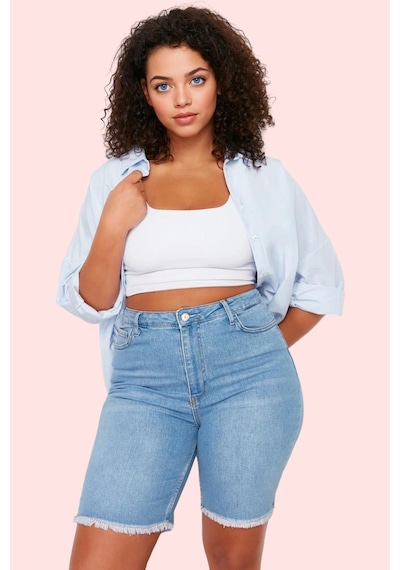 Ersefa Kadın Skinny Denim Şort Pamuk Rahat Günlük Yaz Kombinleri İçin Ha mavi