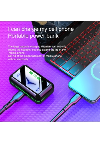 Talon E10 Mipods Işıklı Kablosuz Powerbankli Bluetooth Kulaklık