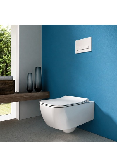 Isvea Sott Aqua Asma Klozet 54 Cm. - Duroplast Kapak Dahil, Beyaz 2 Parça Set Isv.36.01.03.07