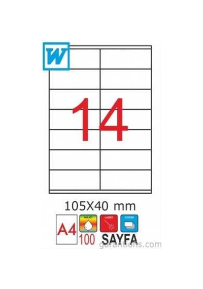 Goldmoon 2008 Laser A4 Sayfa Etiketi 105X40MM 100'lü Paket