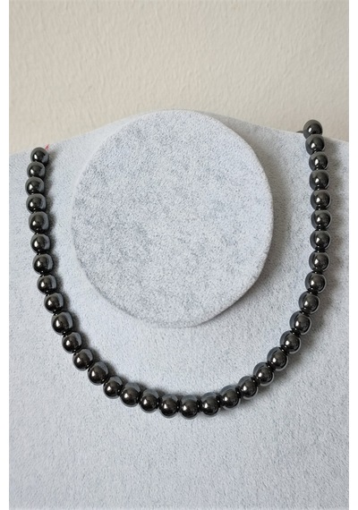 8 Mm Hematit Doğaltaş Kolye Mavi