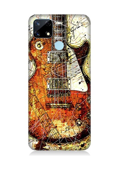 Realme C17 Uyumlu Renkli Gitar Desenli Silikon Kılıf