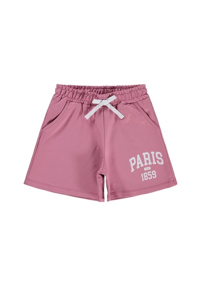 Civil Girls Paris Baskılı 2-5 Yaş Şort - Pembe Gülkurusu