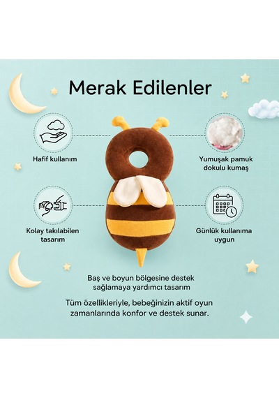 İlk Adım Güvenlik Yastığı Bebek Kafa Koruma Boyun Destek Minderi Arı