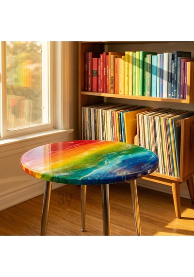 Raınbow Lux 60 Cm Kahve Sehpası Rainbow Epoksi Parlak Yüzey Gümüş Ayaklı Modern Orta Sehpa 45 Cm Yükseklik Çok Renkli Raınbow Lux 60 Cm Kahve Sehpası Rainbow Epoksi Parlak Yüzey Gümüş Ayaklı Modern Orta Sehpa 45 Cm Yükseklik Çok Renkli