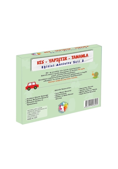 Kes-yapıştır-tamamla Eğitici Aktivite Set 2 , Okul Öncesi Makaslı Etkinlik Seti 2
