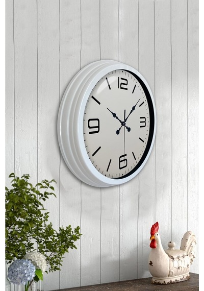 40 Cm Beyaz Metal Modern Duvar Saati Çok Renkli