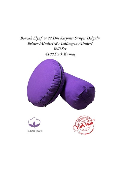 Remege Meditasyon Minderi & Bolster Minderi İkili Set Mor Mr3