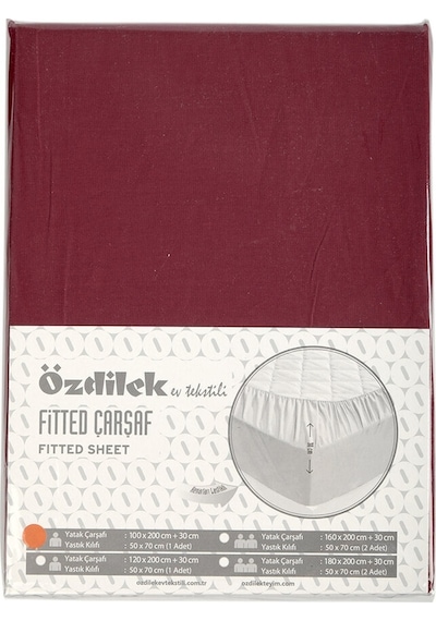 Özdilek  Trendy Tek Kişilik Lastikli Fitted Çarşaf Bordo 100x200+30