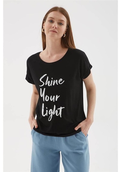 Fashion Friends 25y0074k1 Kadın Baskılı Bluz Siyah