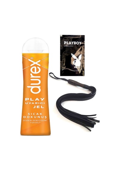 Durex Play Sıcak Dokunuş Bay Bayan Uyarıcılı Jel 100 Ml + Siyah Püsküllü Deri Kirbaç + Hediye