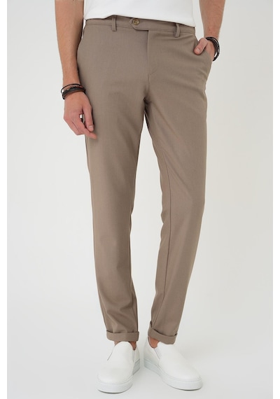 Efor Comfort Fit Beli Lastikli Dokulu Koyu Bej Jogger Pantolon P 1186 K.Bej