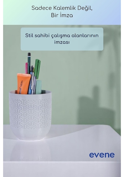 Kalemlik Masa Kalemliği Organizer Kalemlik Beyaz Renk Model 77 Çok Renkli