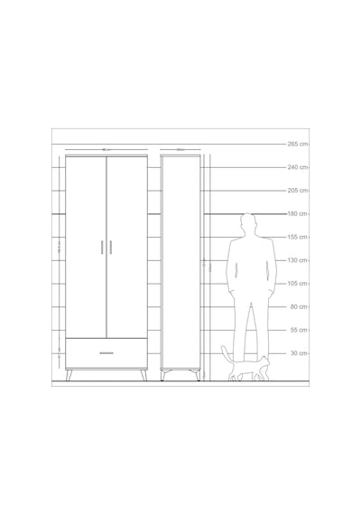Arges Dolap 5 Raflı Tek Çekmeceli 2 Kapaklı 88x30x243 Antrasi... Antrasit