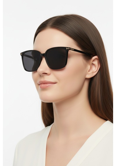 Daniel Klein Dk4337-1 Siyah Slim Edge Grande Kare Model Kadın Güneş Gözlüğü Siyah - Gold
