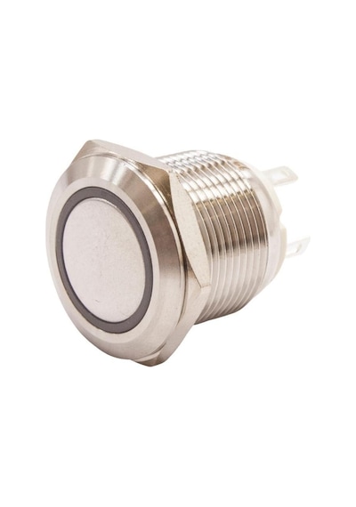Motorobit 19H-P1-E 19Mm Düz Yaylı Işıklı Metal Buton - Kırmızı