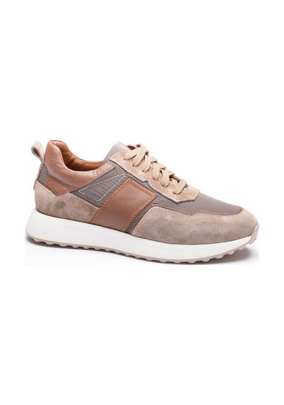 Erkek Hakiki Deri Süet Sneaker Paraşüt Detaylı Vizon Zerox Vizon